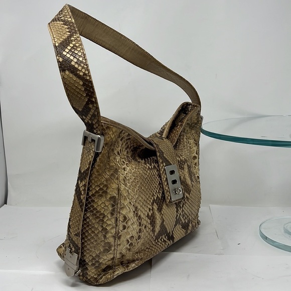 Vintage Python Zip Top Shoulder Bag Adjustable Length Strap - Picture 6 of 16